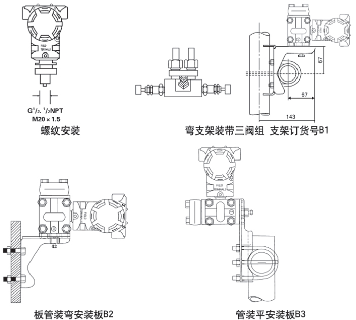 法蘭壓力變送器安裝方式示意圖
